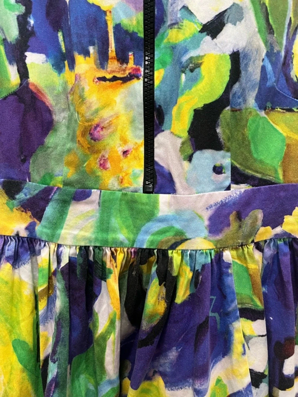 Kate Spade Floral Watercolor Fit-and-Flare Dress in Blue, Green & Purple - Picture 3 of 10